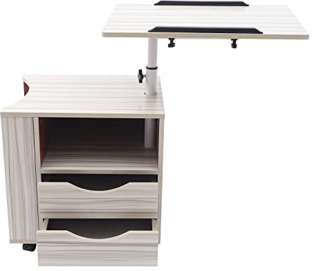 SABUIDDS Nachttisch mit 2 Schubladen, Beistelltisch mit Lockable Räder, Nachtschrank aus Ahorn, Nachtkommode für Wohnzimmer, Schlafzimmer und Arbeitszimmer, Modern, Weiß