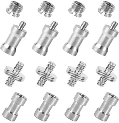 NQEUEPN 16pcs Threaded Screws Adapter Mount Set, 1/4 And 3/8 Thread Converter Screw Thread Converter Adapter for Camera Cage Tripod Lighting Equipment LED Panel(Silver)