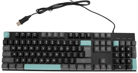 Plyisty Teclado para Juegos con Cable USB, Teclado con Letra Grande de Tamaño Completo, Diseño Resistente a Derrames, con Retroiluminación, para Escritorio, Computadora, PC (Noche
