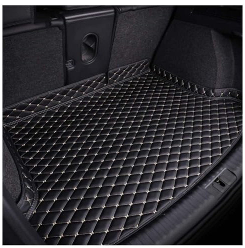 KJUHYHBhHHg Auto Leder Kofferraummatten für Opel Corsa F 2019-2023, Kofferraumwanne Teppich Schutzmatten All Weather Kofferraumschutz Innenzubehör,C/Black-beige