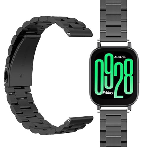 GIOPUEY Correas Compatible con Xiaomi Redmi Watch 5 Active/5 Lite, Acero Inoxidable La Correa [Resistente al Desgaste] Pulsera - Black