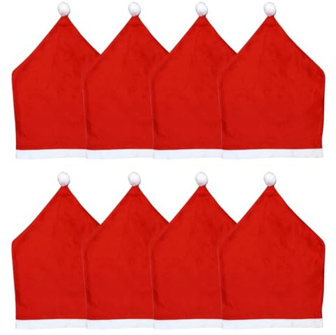 Morbuy Weihnachten Stuhlhussen 4-10er Set Nikolausmütze Esstisch Stühlen Set, 60x50cm Weihnachtsdeko Stuhlhussen Hussen für Esszimmerstühle, Weihnachtsfeier (Rot,8er Set)
