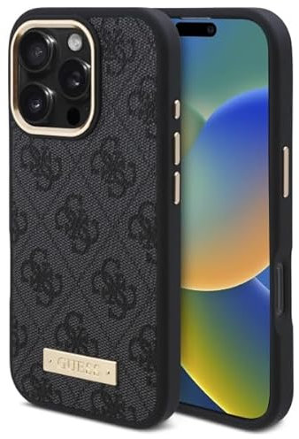 CG MOBILE Guess GUHMP16XU4GPRK Hülle für iPhone 16 Pro Max 6.9 Schwarz hardcase 4G Logo Plate