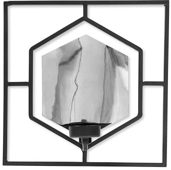 VIDI Tesoro Nascosto Wand Kerzenhalter | Silber Kerzenhalter für Wohnzimmer | 24x24 cm Moderne Wanddekoration | Modernes Kerzenhalter Design | Geometrisches Wandkerzenständer