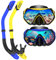 LITTLEJSY Schnorchelset Erwachsene, Schnorcheln Set mit Anti-Fog Taucherbrille und Dry Schnorchel, Professionelle Schnorchelmaske Tauchmaske aus Gehärtetem Glas für Schnorcheln (Blue+Yellow)