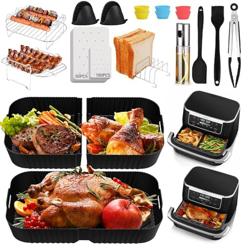 Komicea Moule Air Fryer, 20 Pièces Accessoires Air Fryer pour Ninja Foodi Flex 10.4 L AF500EU, Silicone Air Fryer Accessoires (1x10,4L + 2x5,2L) pour Ninja Air Fryer