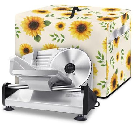 Drnuikhe Meat Slicer Dust Cover,Food Slicer Cover,with Storage Pockets and Top Handle Sunflower Pattern Home Kitchen Decoration Accessories