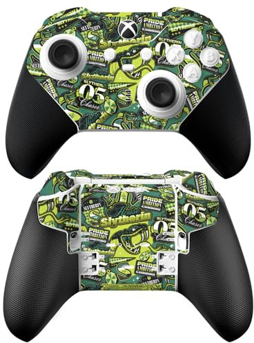 Head Case Designs Offizielle Harry Potter Slytherin Muster Grafiken Vinyl Haut Gaming Aufkleber Abziehbild Abdeckung kompatibel mit Xbox Series X & S Elite Wireless Controller Series 2