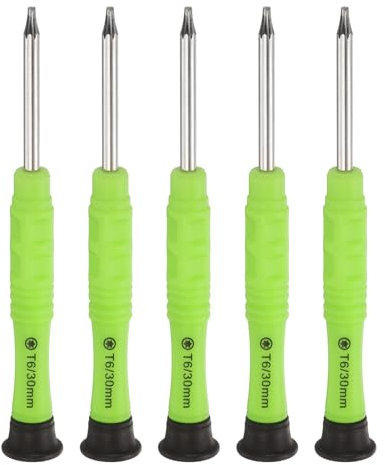 sourcing map 5pcs T6 Torx Mini Screwdriver 3mm Torx Head 87mm Length for Small Appliances Repairs, Yellow Green