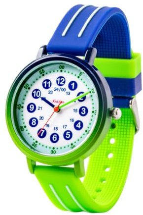Kiddus Lernuhr für Kinder, Analoge Armbanduhr für Jungen und Mädchen ab 5 Jahren, Waterproof 5ATM, Geschenk für Mädchen zum Lernen