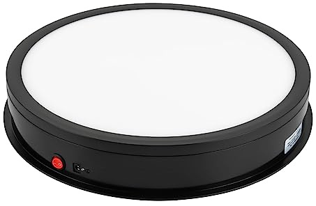 UHDUIG Elektrischer Drehteller 42 cm LED Rotierender Präsentationsständer mit One Touch Schalter und Fernbedienung Schwarze für Laden, Messe, Schaufenster Produktfotografie und Ausstellung