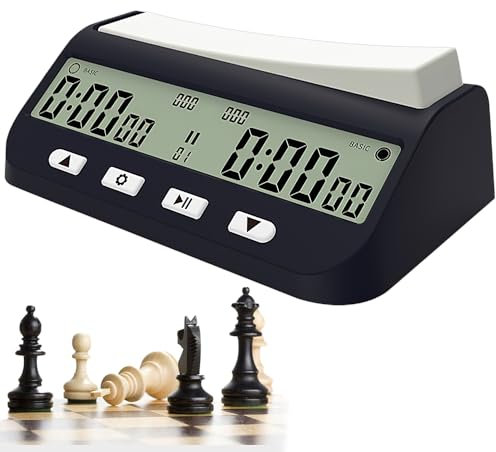 KBIBCK Schachuhr Timer, Digitaler Schach Timer, Professionelle Schachuhr Timer, 3-in-1 Tragbare Schachuhrmit Zeitbonus und Verzögerungsfunktionen, Ideal für Schach und 2-Spieler-Brettspiele