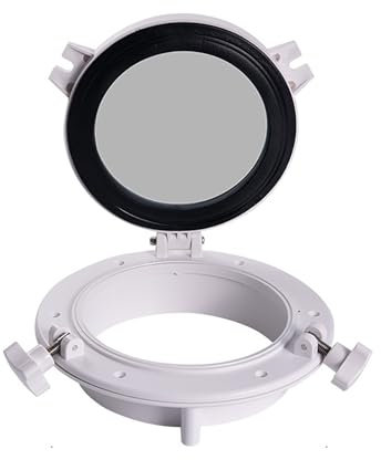 Redondo Vaso Ventana del Cobertizo, Ventana De Ventilación Empotrada, Ventanas Vidrio Templado Aislamiento Y Ventilación Abatibles,para baño, granero, garaje(White,26cm/10.3in)