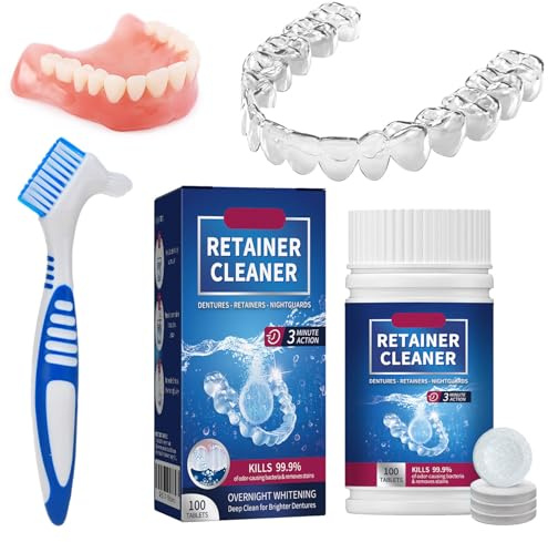 Retainer Reinigungstabletten, 120 Tabletten, Zahnspangenreiniger Tabs Minzig Frisch, Retainer Reiniger Tablette, Zahnprothesen-Reinigungstabletten
