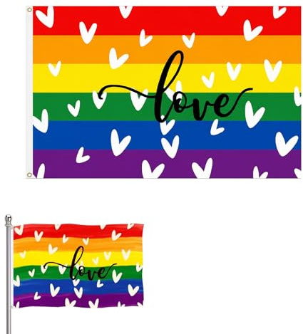 Bandiera della Pace Arcobaleno 150x90 cm con Colomba e Scritta Nera, Bandiera in Poliestere 102D Resistente UV con Occhielli, Decorazione per Esterno Interno e Manifestazion
