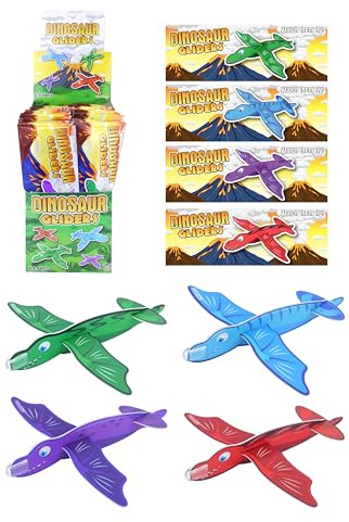 HENBRANDT 4 Dinosaur Flying Glider Planes Party Bag Fillers / Childrens Toys / Games Prizes