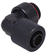 Aquatuning 11/8mm (8x1,5mm) Anschraubtülle 90° drehbar G1/4 - gerändelt - Black matt Wasserkühlung Anschlüsse