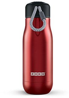 Zoku - Borraccia da 350 ml, in acciaio inox, colore rosso, 6,7 x 6,7 x 21 cm