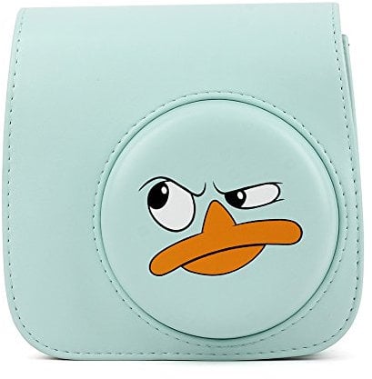ele ELEOPTION Protective Case for Fujifilm Instax Mini 8 8+ / Mini 9 Instant Camera - Premium Synthetic PU Leather Bag, Beautiful Painting Pattern Instax Camera Cover with Removable Strap (Green Duck)