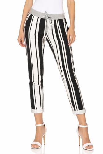 Mississhop Damen Hose Blumen Jogginghose Baumwolle Freizeithose Boyfriend Blumenprint
