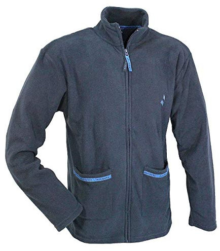 Navigare. Giacca da Camera Uomo Caldo Pile Leggero Aperta con Zip Blu 140973