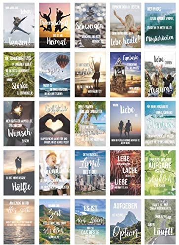 Edition Seidel Set 25 Postkarten Leben & Momente mit Sprüchen - Karten mit Spruch - Geschenk - Dekoidee, Liebe, Freundschaft, Leben, Motivation, Glück, Erfolg Geburtstagskarten, Postcrossing