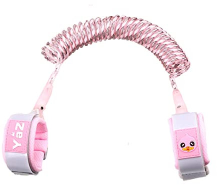 Eidyer Anti Lost Safety Wrist Link Belt, Children Harness Belt Safety Adjustable 1.5M/4.92ft Baby Toddler Reins Safety Strap Leash Walking Hand Belt Elastic Wire Rope Fluorescent and Security Lock