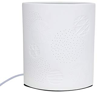 GILDE Tisch LeuchteTischlampe Dekolampe Ellipse - aus Porzellan mit filigranem Dekor H 20 cm