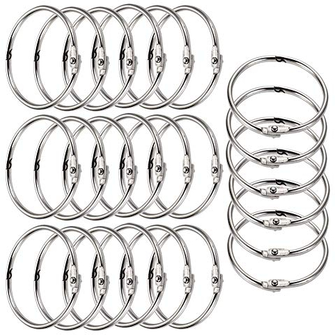 Bücher Ringe,Schlüsselringe 50 Stück Metall Ringe Lose Blatt Buch Ringe Binder Schlüsselring Klein Verbinder Duschvorhang Ringe Schlüsselringe 35mm Ringbindung