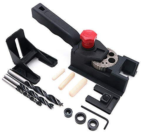 NUZAMAS Lochbohrer- und Dübel-Set, 38-teiliges Set, Bohrgröße 6, 8, 10, 30 Dübelstifte, Loch-Jig Holzbearbeitungsführungsklemme Locator Set Kit Kit Holzbearbeitung Handwerkzeuge