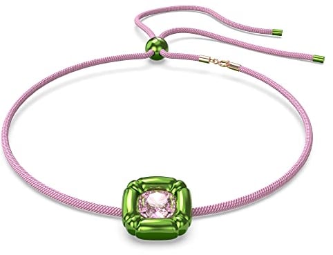 Swarovski Dulcis Halskette, Rosafarbene Damenhalskette mit Anhänger und Strahlendem Kristall