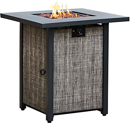 Teamson Home Braséro de Jardin à gaz Chauffage extérieur textilène métal Housse de Protection Roches de Lave HF28201AA-EU