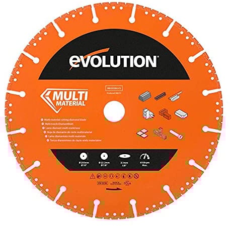 Evolution Hoja de diamante multiusos de 255 mm de Evolution con borde segmentado y orificio de 22,2 mm: hoja de diamante multiusos para cortar metal