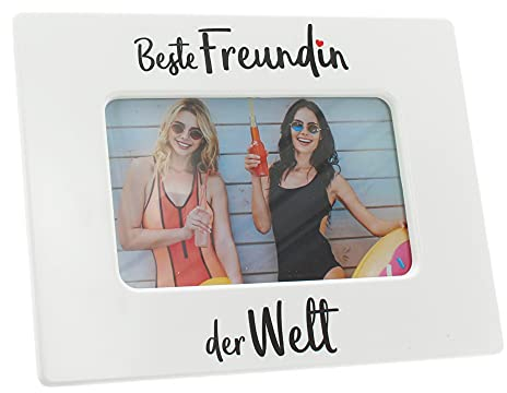 MIJOMA Bilderrahmen 'Beste Freundin der Welt' | Freundschaftsrahmen für Foto 13x8 cm | Idealer Freundschaftsbeweis für Freundinnen | Schutz vor Staub & Kratzern | Praktisches Mitbringsel