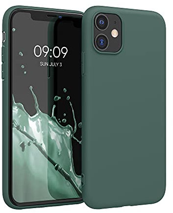 kwmobile Funda para Apple iPhone 11 Carcasa - Ultrafina de TPU y Silicona con Bordes elevados anticaídas - Verde Musgo