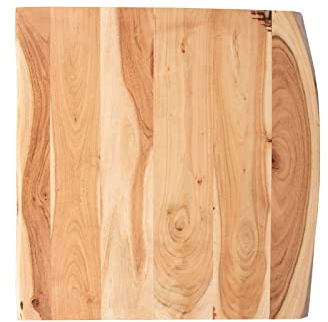 SAM Tischplatte 60x60 cm Toni, Holzplatte Akazienholz massiv + naturfarben + lackiert, Baumkanten-Platte für Heimwerker, Arbeitsplatten, Tische & Fensterbretter