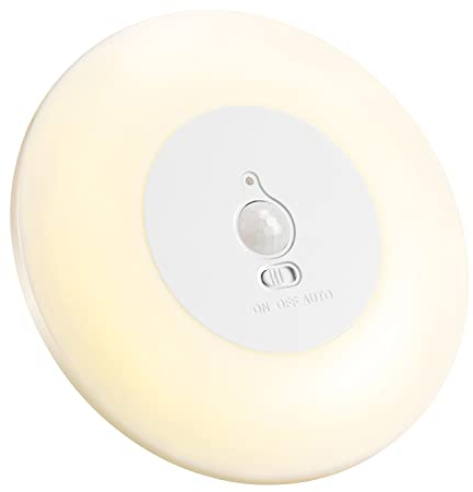 LINEWAY Plafonnier LED avec détecteur de mouvement à piles pour intérieur Lampe de Plafond sans Fil 3000K pour placards Armoire sous-sol Garde-manger Escalier