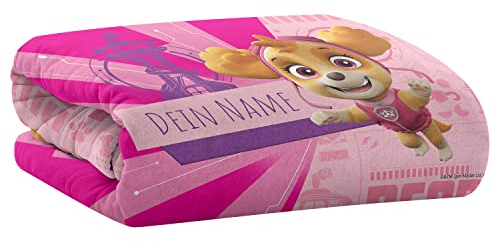 PICANOVA – PAW Patrol Skye Decke mit Name 100x70cm – Personalisierte Kuscheldecke für Kinder – Premiumqualität Fleecedecke 510g/qm – Unschlagbar Weich Und Gemütlich Schmusedecke