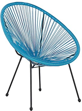 Beliani Lustiger Gartenstuhl Spaghetti-Optik Rattan blau Acapulco II