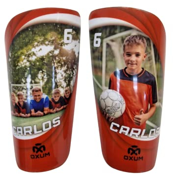 Oxum Sport – Personalisierte Schienbeinschoner für Kinder & Erwachsene mit Foto, Nummer & Name. Inkl. Schutzhülle als Geschenk – Gama One Apollo II