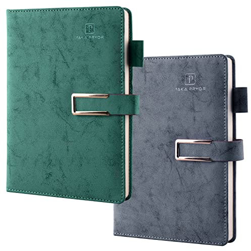 2 Pacchi Taccuino Foderato Diario Righe di Qualità Giornale Personali Journal Notebook 5,7 x 8,3; Carta Spessa 120 g/m², Regalo Grigio Scuro Verde Scuro