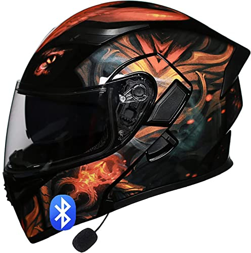 Bluetooth Motorrad Helm, Modular Full Face Flip Up Dual Visors Anti Fog Sun Shield DOT/ECE genehmigte Straße Moped Helme für Erwachsene Männer Frauen,A01,XL