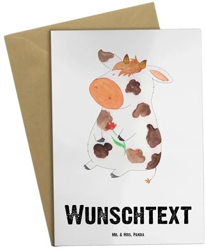 Mr. & Mrs. Panda Personalisierte Grußkarte Kuh - Geschenke, Glückwunschkarte, Milch, Spruch, Selbst Gestalten, Karte, Hof, Bauernhof, Hochzeitskarte, Motivtion, Geburtstagskarte, Postkarte