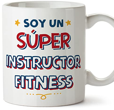 MUGFFINS Tazas para INSTRUCTOR FITNESS hombre - En Español - Soy Súper - 11 oz / 330 ml - Regalo original y divertido