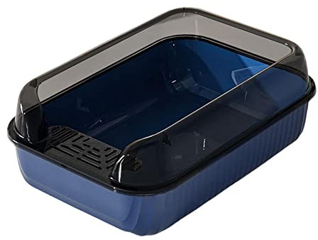 Folpus Cat Litter tray cat Litter Tray Tall Spray Shield Cat Toilet Kitty Litter Pan Kitty, Blue