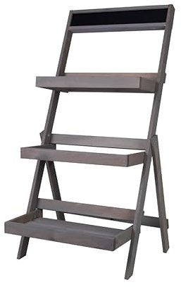 MODO24 Blumentreppe Blumenregal Etagere Pflanzenregal Holztreppen Garten RDEZ 3 Farben (Grau)