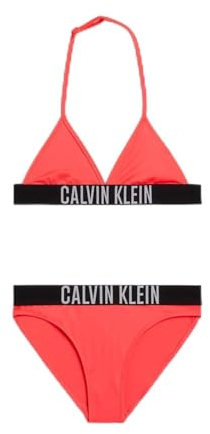 Calvin Klein Mädchen Triangle Bikini Set KY0KY00087 Andere, Rot (Signal Red), 12-14 Jahre