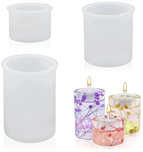 yotutun Silikonform Kerzenhalter, 3-Größen DIY Zement Kerzenhalter Herstellung Werkzeuge 3D Kerzenhalter Silikonform Teelichthalter Round Candle Holder für Heimdekor, Teelichthalterm