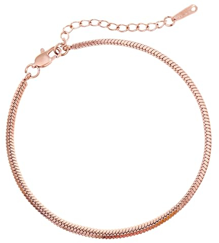 Filigranes Damen Armband aus Edelstahl • Silber Gold Rosé • Minimalistisches Armband • Armbänder für Frauen • Silberschmuck Gold-Schmuck • Feine Cuban Link Chain Armkette (Schlangen Design Rosé)