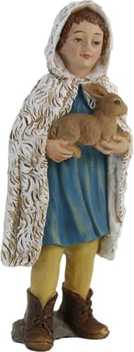 FADEDA Hirtenjunge mit Kaninchen/Höhe:9 cm/handbemalt/detailgetreue Krippen Figuren - Weihnachten Tisch Dekoration Krippe Zubehör